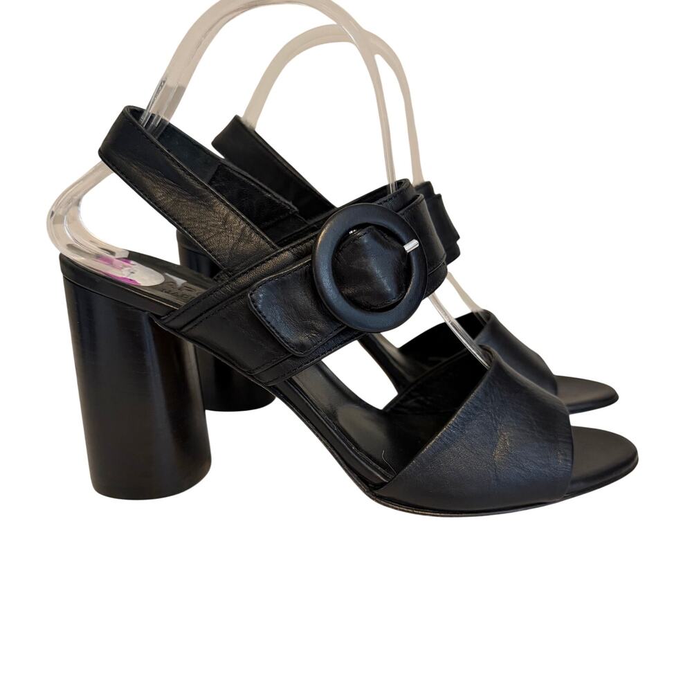 Napoleoni Slingback Heeled Sandals Size 39 8.5 Black Leather Minimal Work Italy